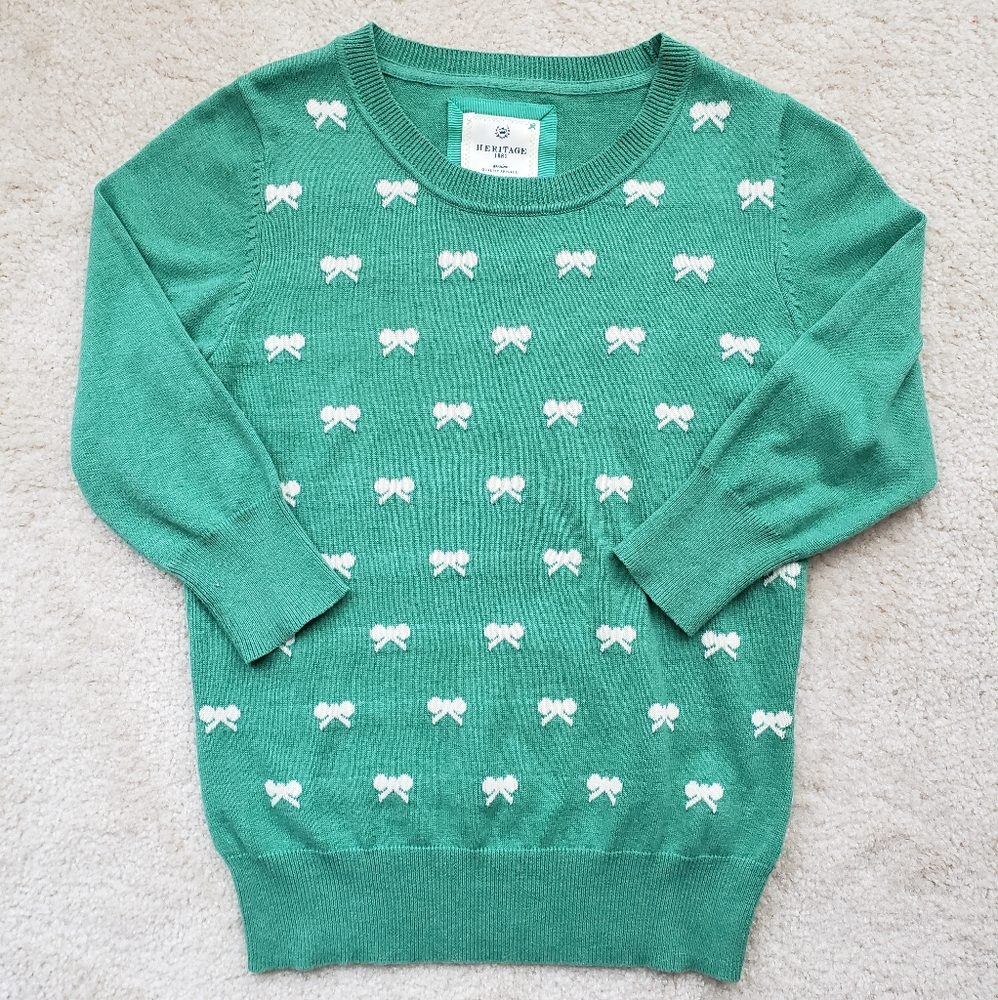 Heritage 1981 (Forever 21) Green Sweater with Bows